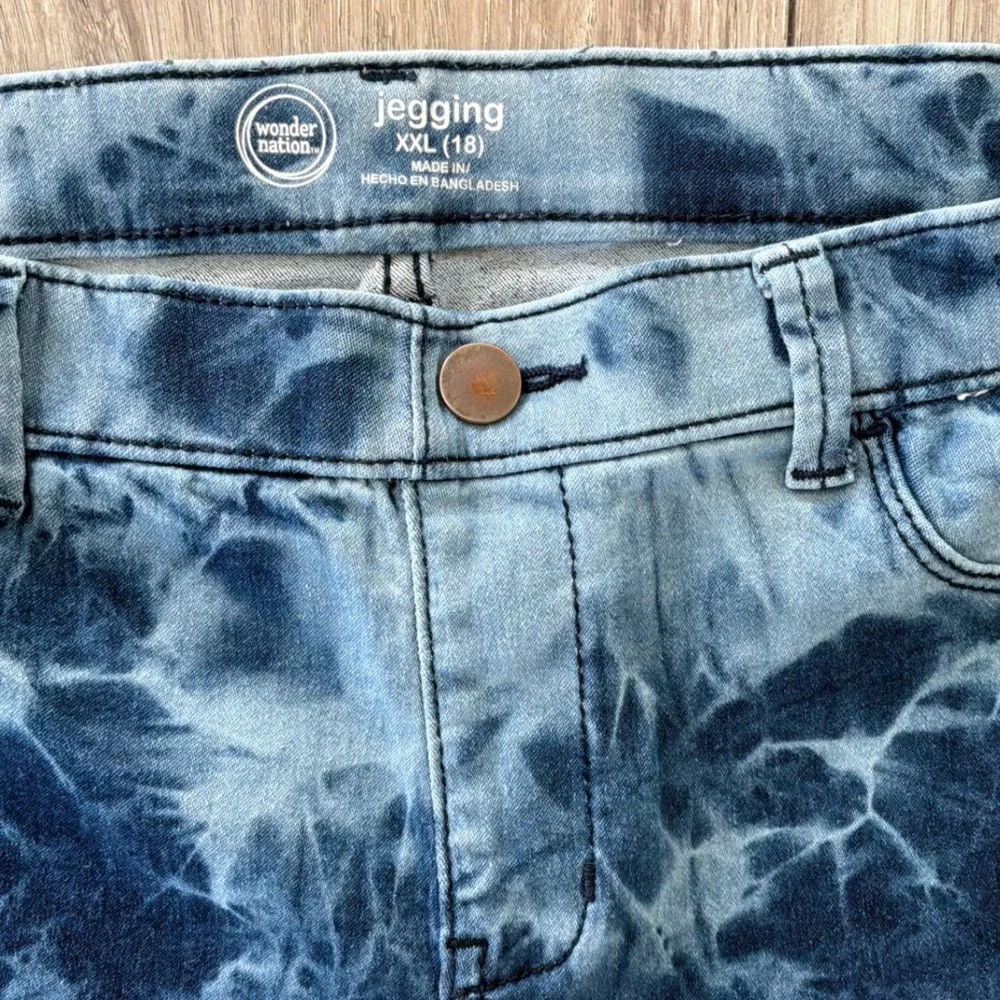 Wonder Nation‎ Girls Blue Tie Dye Jeggings Size XXL 18 Acid Wash Skinny Pants